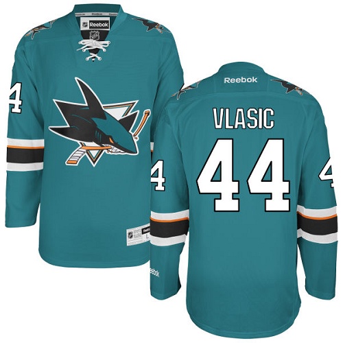 Mens Reebok San Jose Sharks 44 Marc-Edouard Vlasic Premier Teal Green Home NHL Jersey